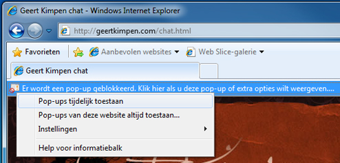 Popups weergeven in Internet Explorer